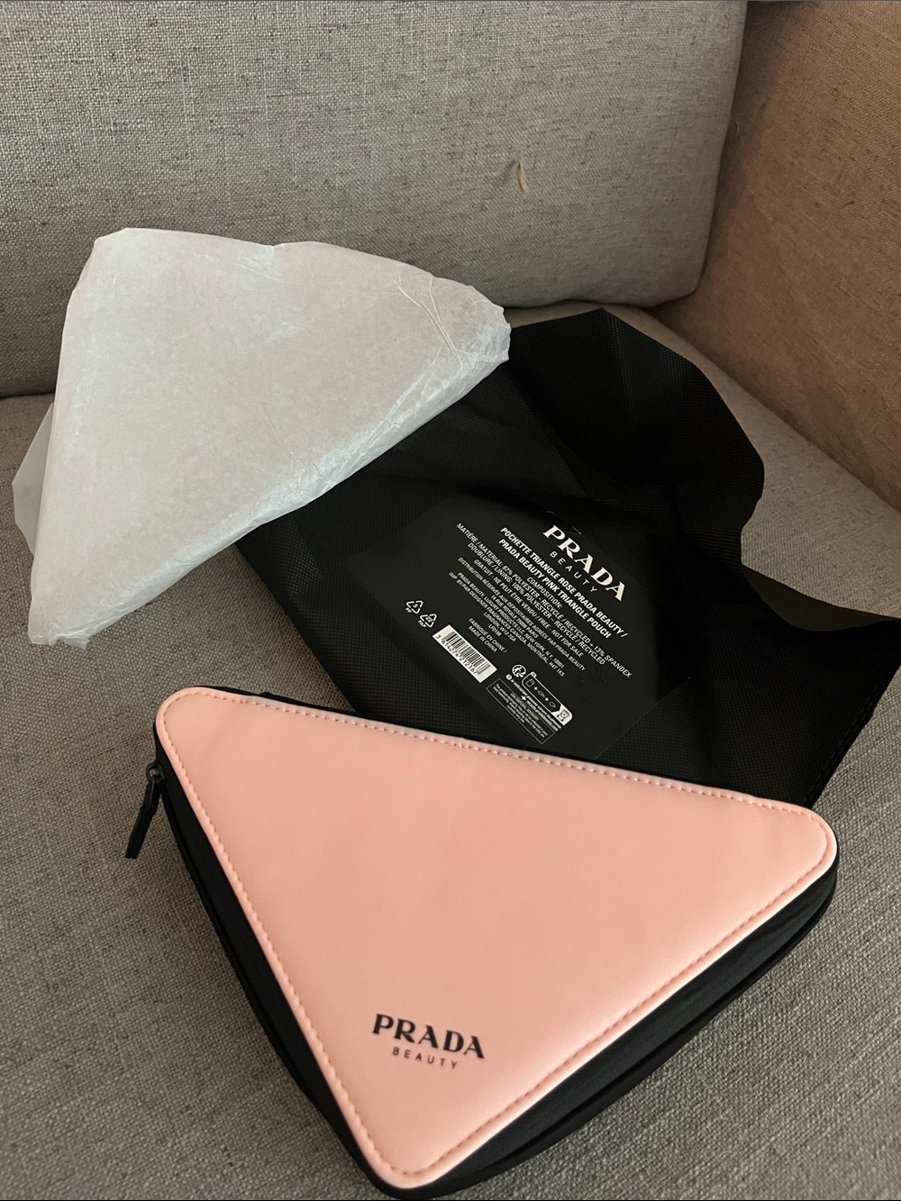 Prada Beauty Pink Triangle Cosmetic Pouch- New
